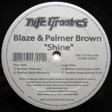 Blaze & Palmer Brown : Shine (12")