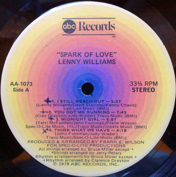 Lenny Williams : Spark Of Love (LP, Album, Kee)