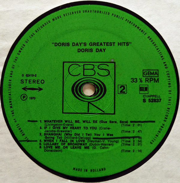 Doris Day : Doris Day's Greatest Hits (LP, Comp, RE)
