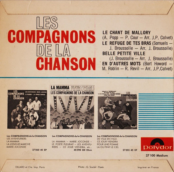 Les Compagnons De La Chanson : Le Chant De Mallory (7", EP, Mono)