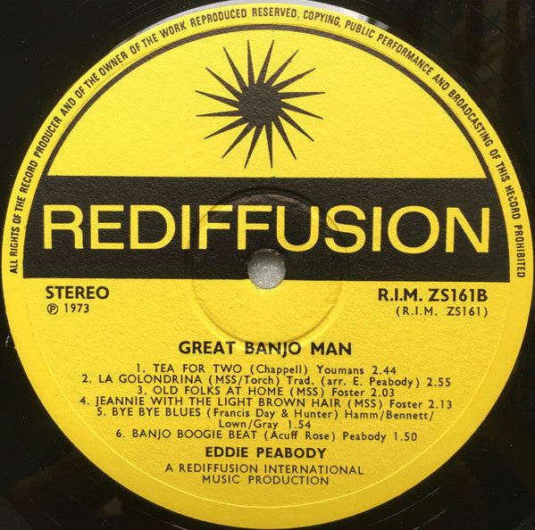 Eddie Peabody : Great Banjo Man (LP, RE)
