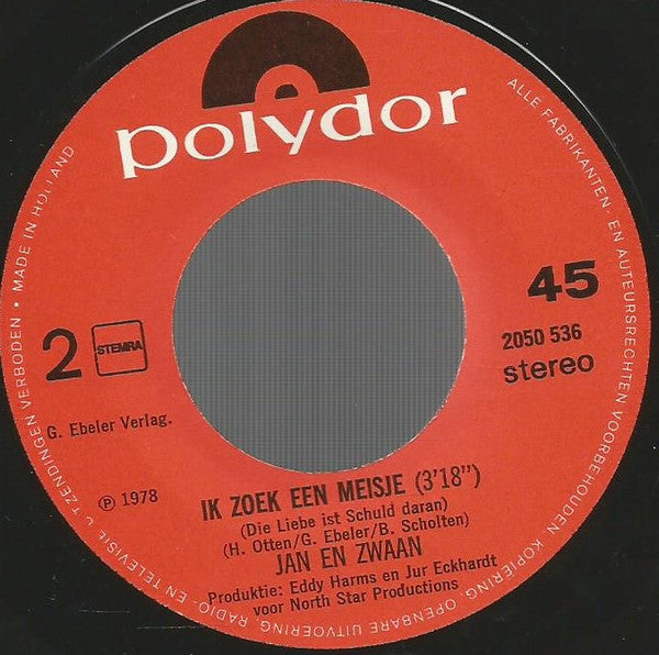 Jan & Zwaan : Op Die Mooie Drentse Hei (7", Single)