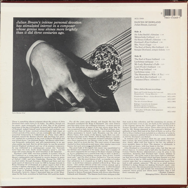 Dowland*, Julian Bream : Dances Of Dowland (LP, Album, RE)