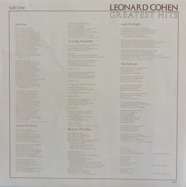 Leonard Cohen : Greatest Hits (LP, Comp, RE)