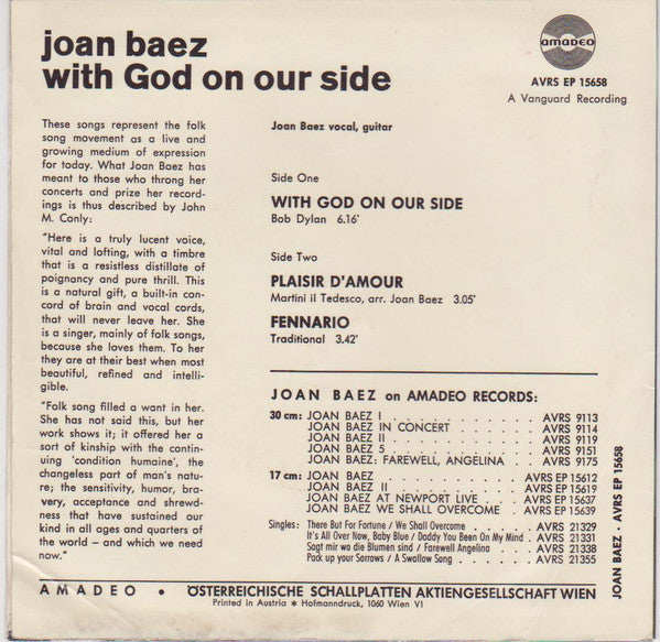 Joan Baez : With God On Our Side (7", EP, Single)