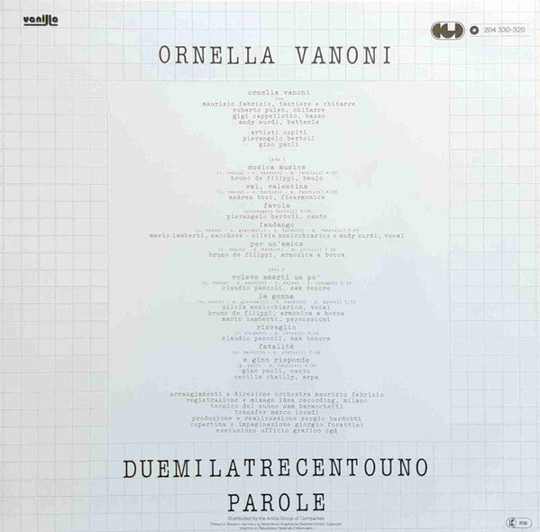Ornella Vanoni : Duemilatrecentouno Parole (LP, Album)