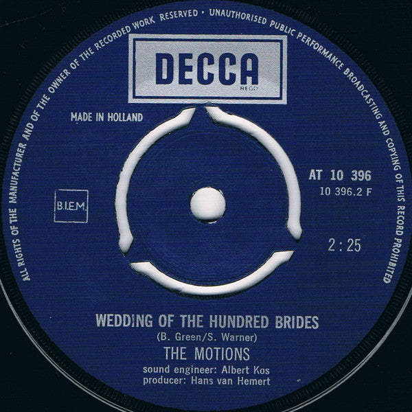 The Motions : Eliza / Wedding Of The Hundred Brides (7", Single)