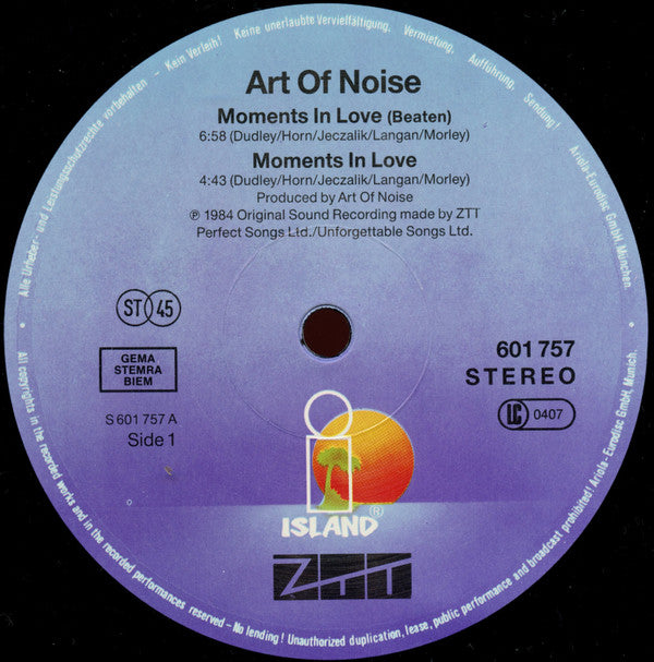 The Art Of Noise : Moments In Love (12", Maxi)