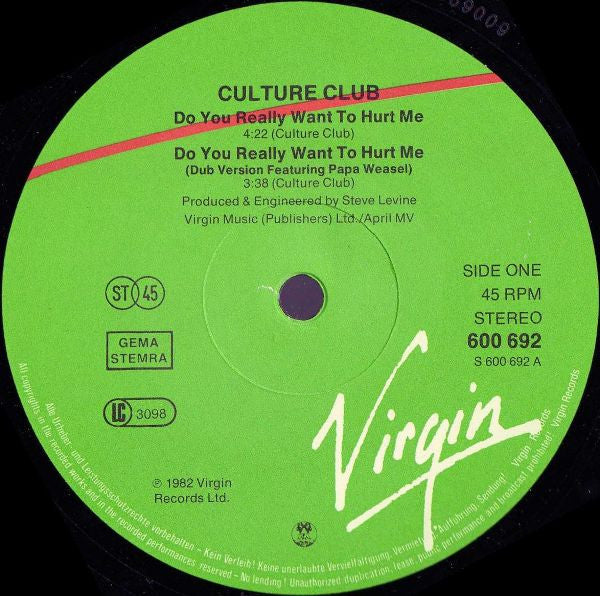 Culture Club : Do You Really Want To Hurt Me (12", Single)