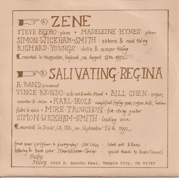 Simon Wickham-Smith / Richard Youngs* And A Band : Zene / Salivating Regina (7")