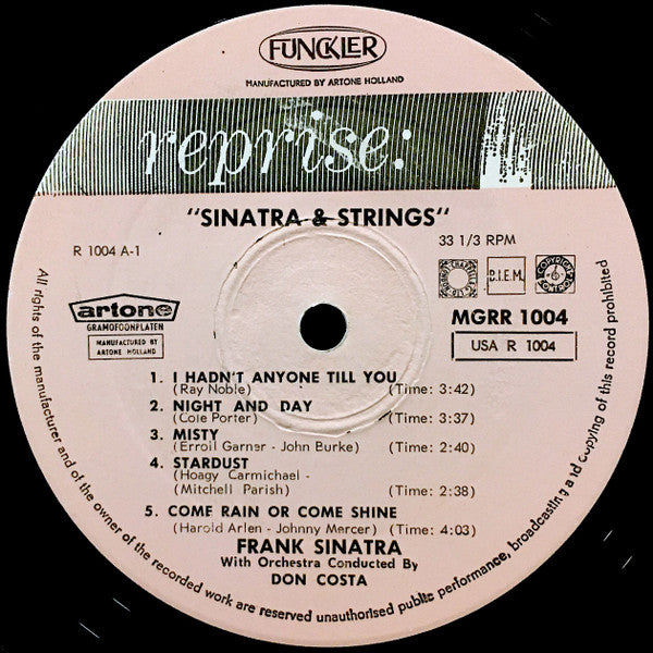 Frank Sinatra : Sinatra & Strings (LP, Album, Mono)