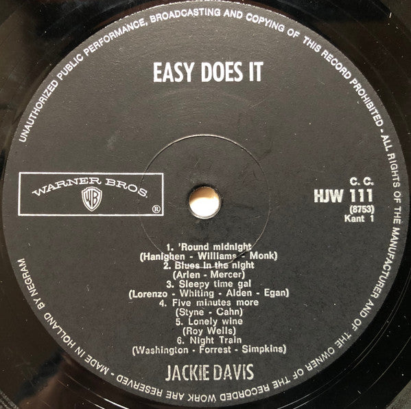 Jackie Davis : Easy Does It (LP, Album, Mono)