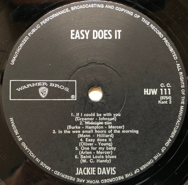 Jackie Davis : Easy Does It (LP, Album, Mono)