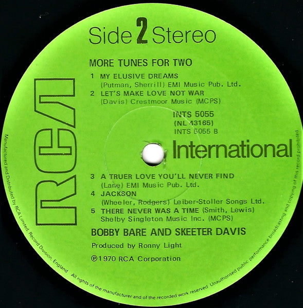 Bobby Bare & Skeeter Davis : More Tunes For Two (LP, Album)