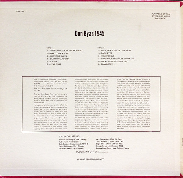 Don Byas : 1945 (LP, Comp, Cha)
