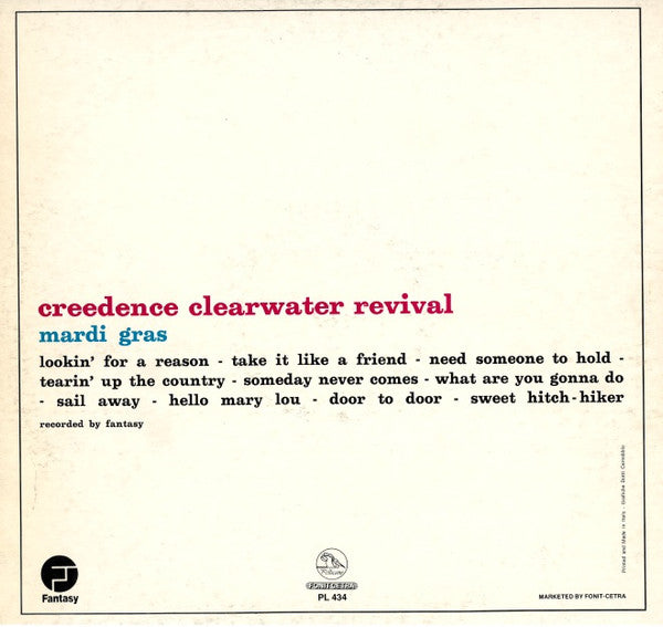 Creedence Clearwater Revival : Mardi Gras (LP, Album, RE)