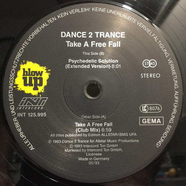 Dance 2 Trance : Take A Free Fall (12")