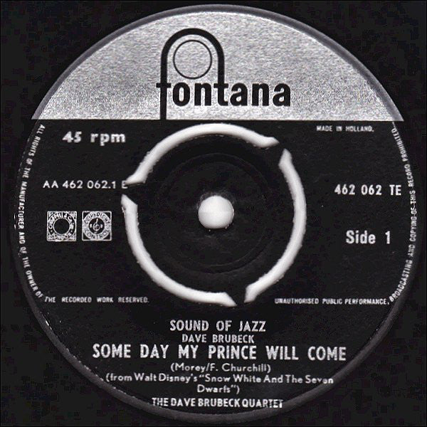 Dave Brubeck : Sound Of Jazz (Some Day My Prince Will Come - Give A Little Whistle) (7", EP)