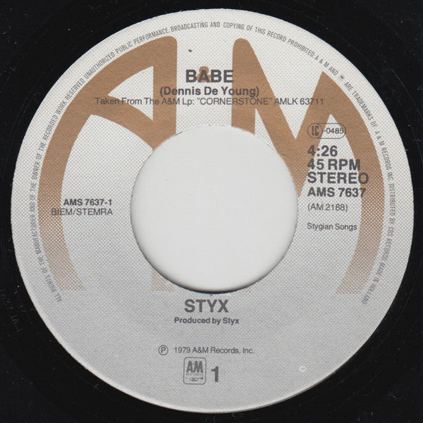 Styx : Babe (7", Single)