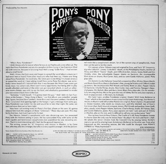 Pony Poindexter : Pony's Express (LP, Album, Mono, RE)
