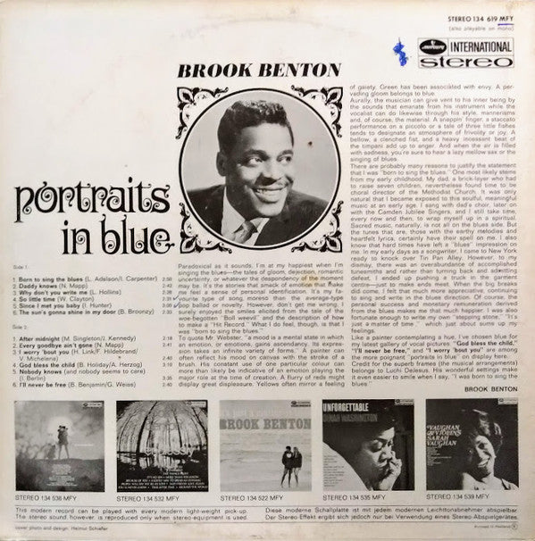 Brook Benton : Portraits In Blue (LP, Album, RE)