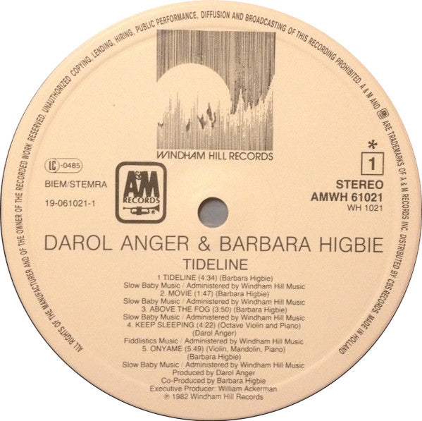 Darol Anger - Barbara Higbie : Tideline (LP, Album)