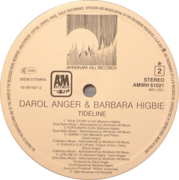 Darol Anger - Barbara Higbie : Tideline (LP, Album)