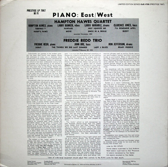 Freddie Redd / Hamp Hawes* : Piano: East/West (LP, Comp, RE, RM)