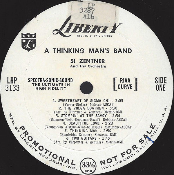 Si Zentner And His Orchestra : ...A Thinking Man's Band (LP, Album, Mono, Promo)