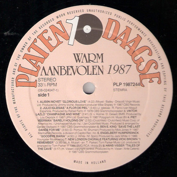 Various : Warm Aanbevolen 1987 (LP, Comp)