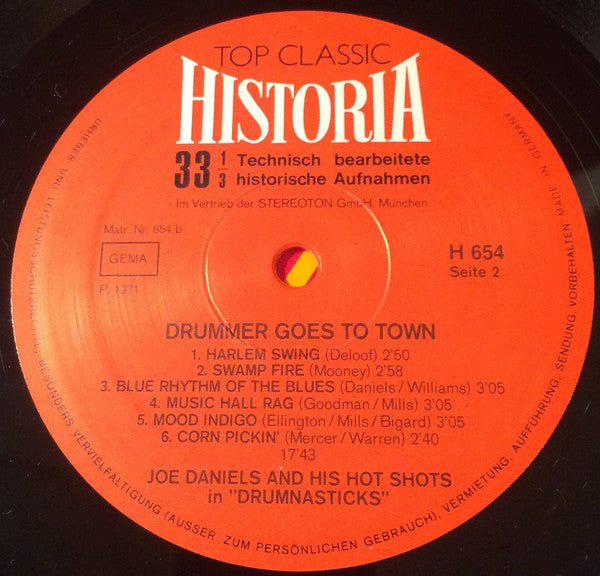 Joe Daniels And His Hot Shots : Drummer Goes To Town (LP, Comp)