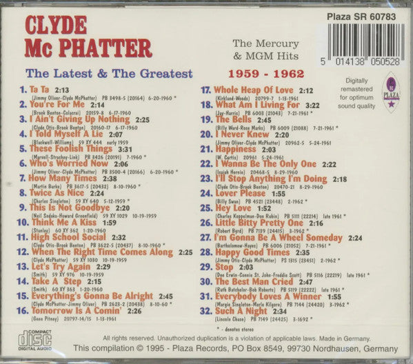 Clyde McPhatter : The Latest & The Greatest (CD, Comp)
