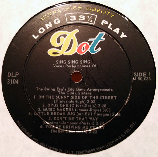 The Clark Sisters (2) : Sing Sing Sing (LP, Album, Mono)