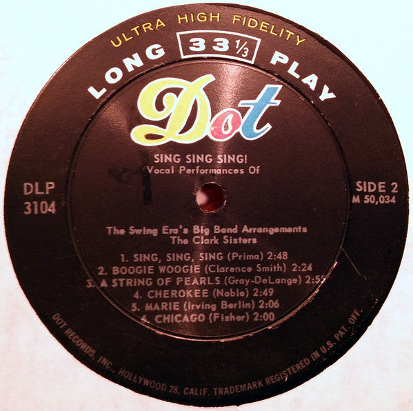 The Clark Sisters (2) : Sing Sing Sing (LP, Album, Mono)
