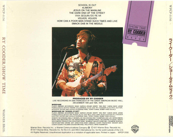 Ry Cooder : Show Time (CD, Album, RE)