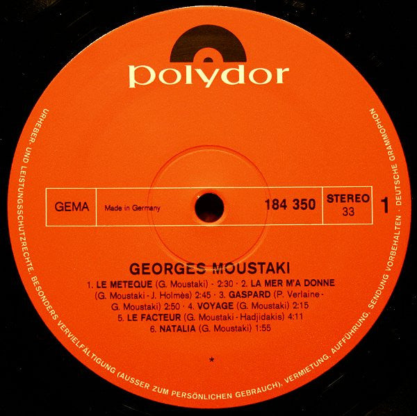 Georges Moustaki : Georges Moustaki (LP, Album, Gat)