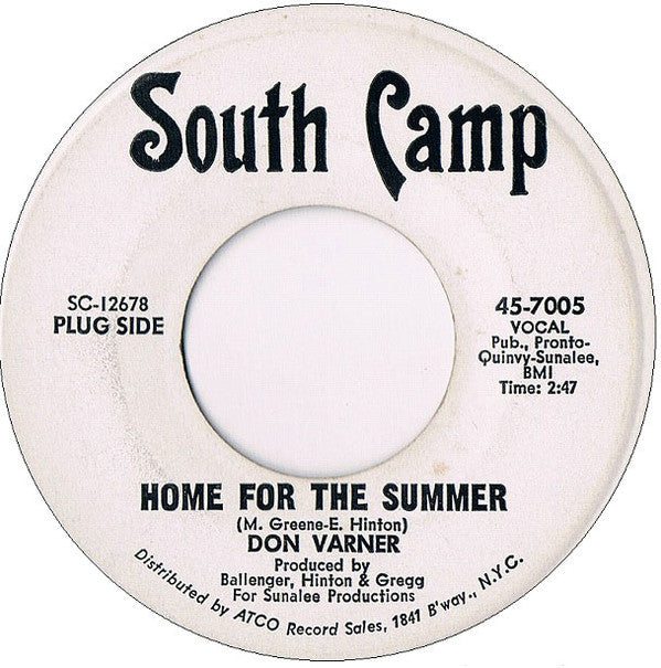 Don Varner : Home For The Summer (7", Single, Promo)