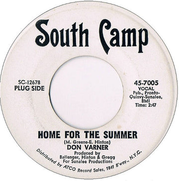 Don Varner : Home For The Summer (7", Single, Promo)