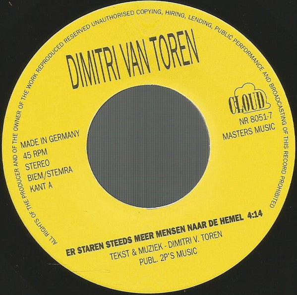 Dimitri Van Toren : Er Staren Steeds Meer Mensen Naar De Hemel (7")