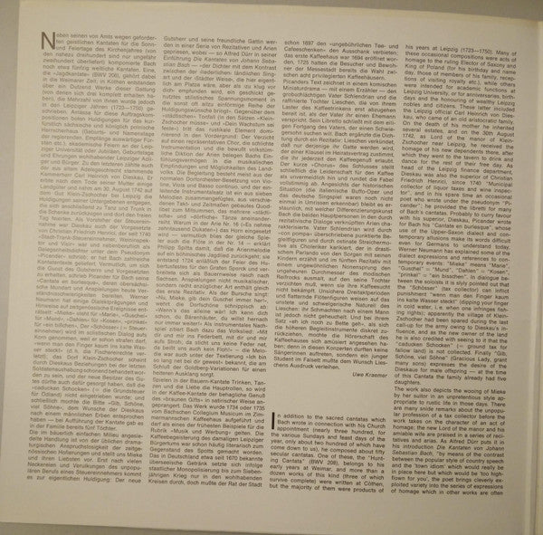 Johann Sebastian Bach - Edith Mathis · Peter Schreier · Theo Adam, Kammerorchester Berlin : Kaffee-Kantate • Bauern-Kantate (LP)