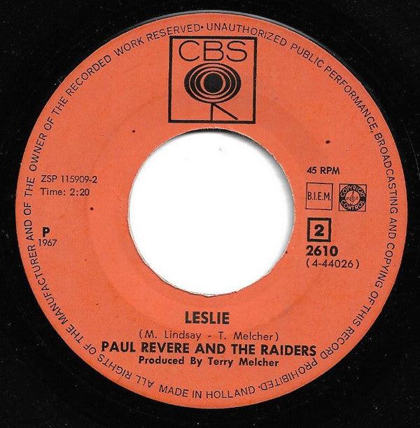 Paul Revere And The Raiders* : Ups And Downs / Leslie (7", Single)