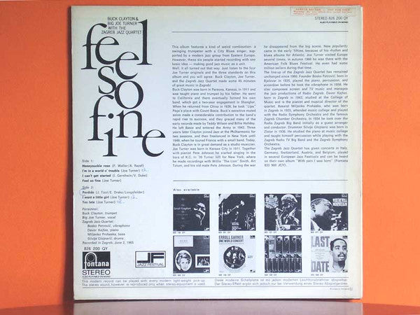 Buck Clayton, Big Joe Turner : Feel So Fine (LP, Album)