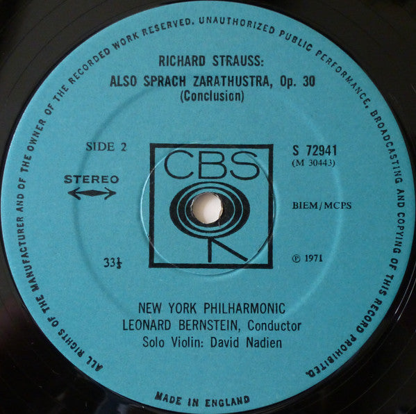 Richard Strauss - Bernstein*, New York Philharmonic : Also Sprach Zarathustra (LP, Album)