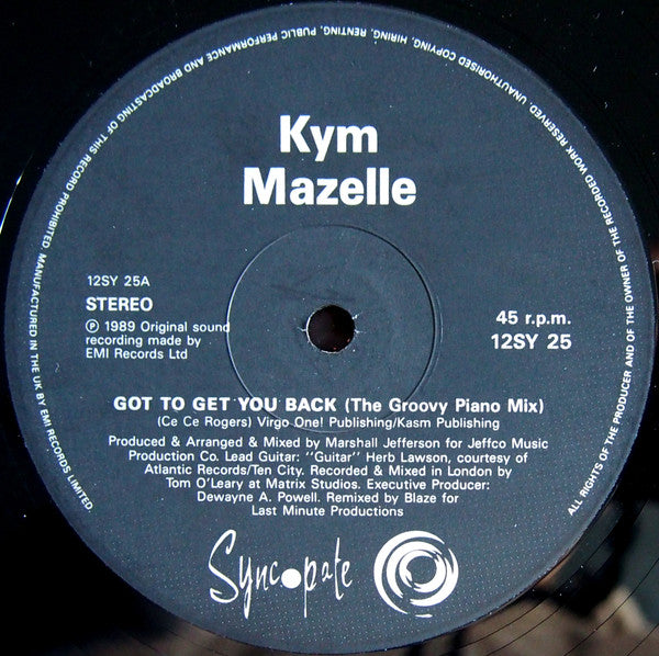 Kym Mazelle : Got To Get You Back (12", Single)