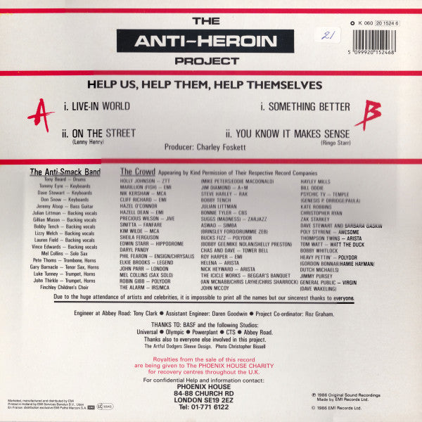 The Anti-Heroin Project : Live-In World (12", Single)