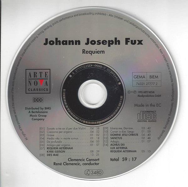 Johann Joseph Fux - Clemencic Consort, René Clemencic : Requiem (CD, Album)