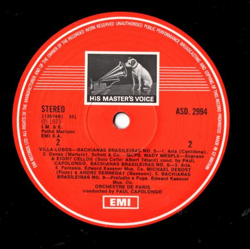 Heitor Villa-Lobos - Paul Capolongo, Orchestre De Paris, Mady Mesplé : Bachianas Brasileiras (LP)