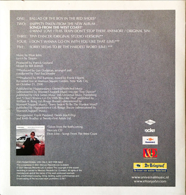 Elton John : West Coast Songs (CD, Comp, Promo)