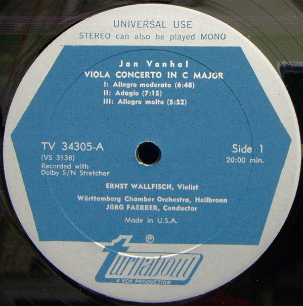 Johann Baptist Vanhal / Georg Anton Benda - Ernst Wallfisch, Lory Wallfisch, Württembergisches Kammerorchester, Jörg Faerber : Music In Prague (LP)