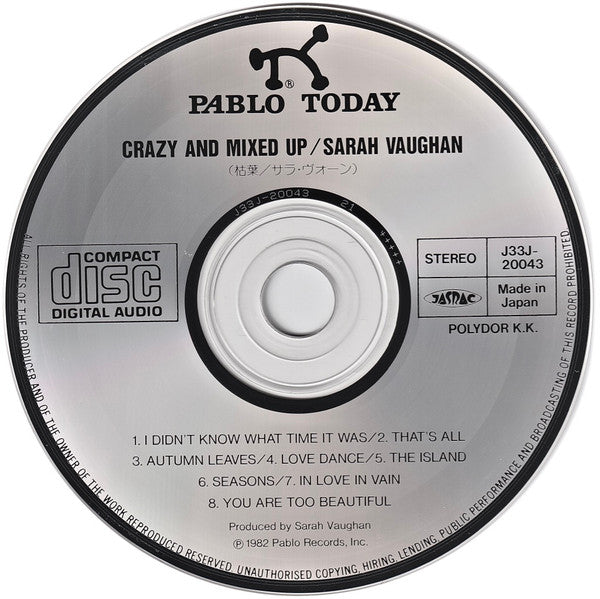 Sarah Vaughan : Crazy And Mixed Up (CD, Album, RE)